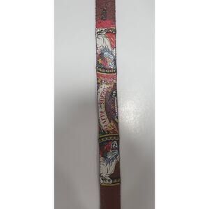 NWT Ed Hardy Brown AOP Studded Traditional Tattoo Y2K Belt Skulls Skater | Sz S